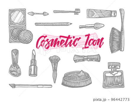 Hand Drawn Cosmetic Icons Set 96442773