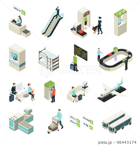 Isometric Airport Elements Set Isometric Airport Elements Set 96443174