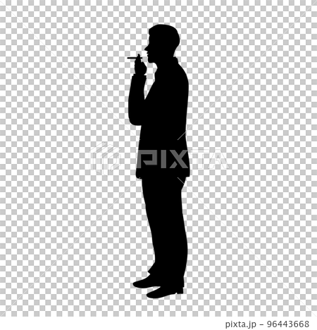 Silhouette illustration of an office worker smoking a cigarette 96443668