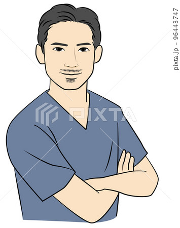 腕組みをする手術着の男性 腕組みをする手術着の男性 96443747