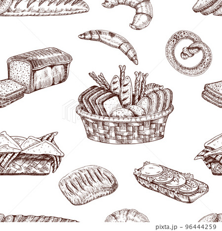 Bakery Hand Drawn Seamless Pattern Bakery Hand Drawn Seamless Pattern 96444259