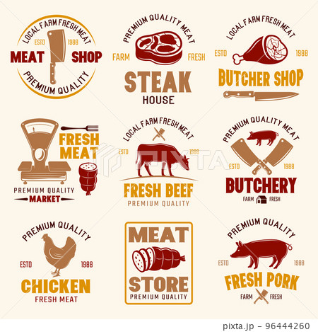 Meat Store Retro Style Emblems Meat Store Retro Style Emblems 96444260