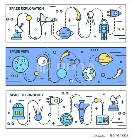 Space Horizontal Linear Banners Set Space Horizontal Linear Banners Set 96444308