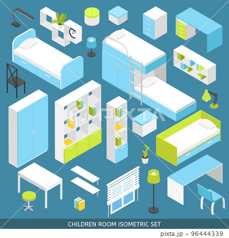 Isometric Children Room Icon Set Isometric Children Room Icon Set 96444339