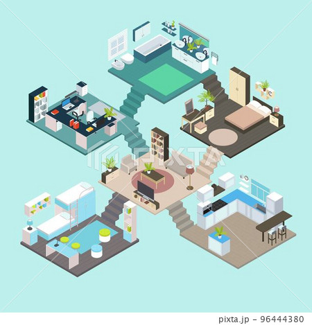 Isometric Rooms Composition Isometric Rooms Composition 96444380