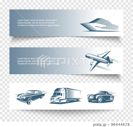 Three Isolated Transport Banners Set Three Isolated Transport Banners Set 96444678