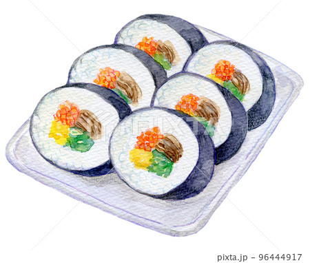 韓国料理　水彩イラスト　キンパ 96444917