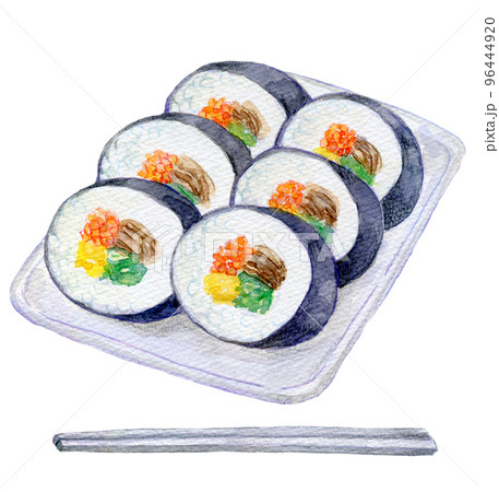 韓国料理　水彩イラスト　キンパ 96444920