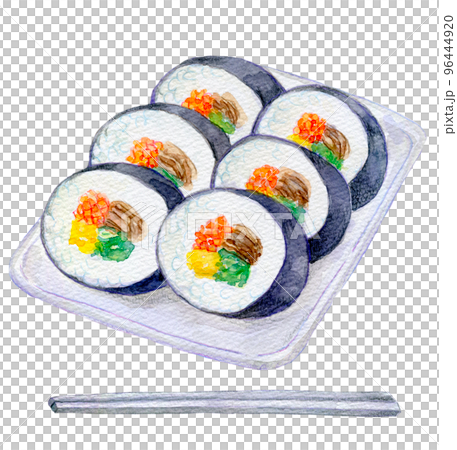 韓国料理　水彩イラスト　キンパ 96444920