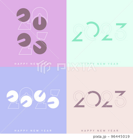 Set of Happy New Year 2023 text typography designs. Vector 96445019