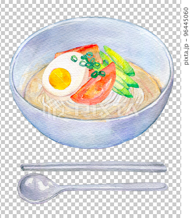 Korean cuisine watercolor illustration cold noodles 96445060