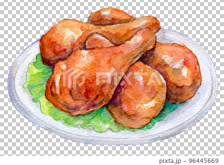 韓国料理　水彩イラスト　韓国風　ヤンニョムチキン 96445669