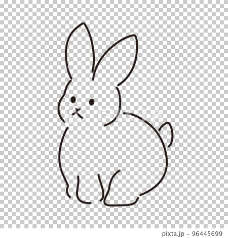 年賀状にも使える手描きのシンプルなうさぎ 96445699