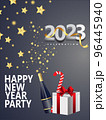 Happy new year 2023 gold and black collors place for text christmas stars 96445940