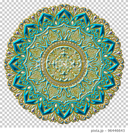 Mandala art (jewelry style, cold colors, geometric patterns, oriental) Mandala art (jewelry style, cold colors, geometric patterns, oriental) 96446643