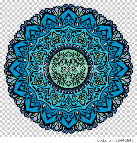 Mandala art (oriental, geometric patterns, cool colors) Mandala art (oriental, geometric patterns, cool colors) 96446645