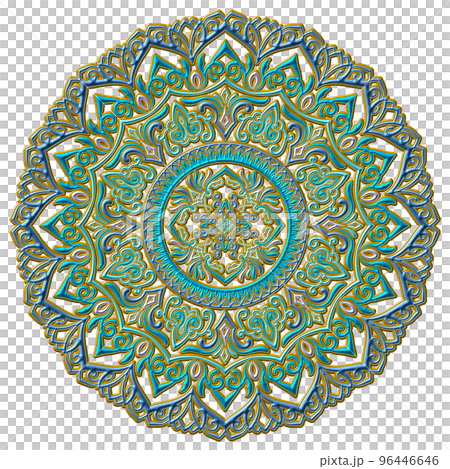 曼陀羅藝術(珠寶風格、東方、幾何圖案、冷色調、書法) 曼陀羅藝術(珠寶風格、東方、幾何圖案、冷色調、書法) 96446646