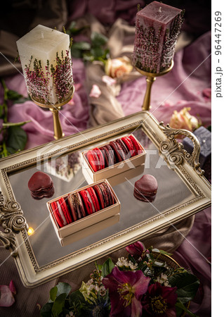 Red and brown macarons Red and brown macarons 96447269