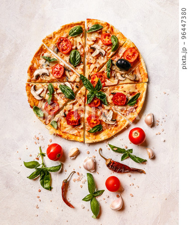 Fresh homemade pizza Fresh homemade pizza 96447380