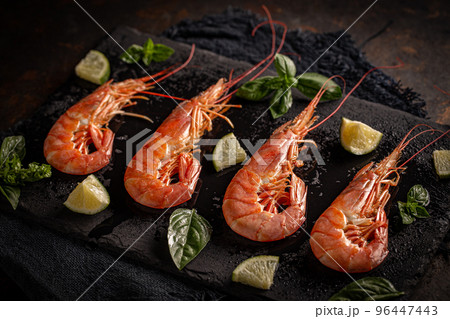 Raw fresh prawns 96447443