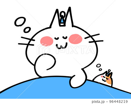 就寝前のおやすみにゃんことハムスターのイラスト素材 就寝前のおやすみにゃんことハムスターのイラスト素材 96448219