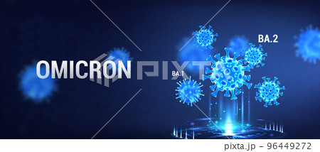 Omicron strain ba.1 and ba.2 category, variety covid-19. Coronavirus 3D bacteria Omicron strain ba.1 and ba.2 category, variety covid-19. Coronavirus 3D bacteria 96449272
