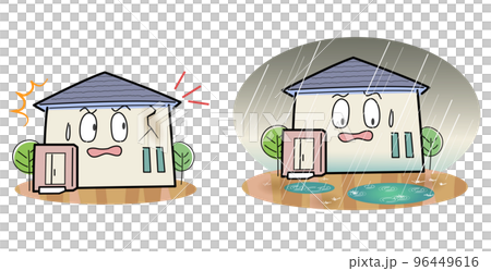 Deformed house character - aging and flood damage 96449616