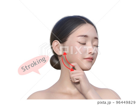 頬のセルフマッサージをする女性 ナチュラルな日本人3Dモデルの上半身 顔アップのイラスト 頬のセルフマッサージをする女性 ナチュラルな日本人3Dモデルの上半身 顔アップのイラスト 96449829