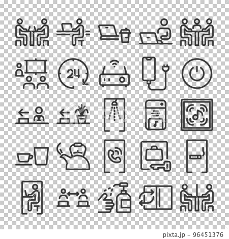 Coworking space icon set 96451376