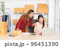 Young business woman working online with laptop 96451390