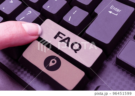 Hand writing sign Faq. Word Written on list of frequently asked questions and answers on a particular topic Hand writing sign Faq. Word Written on list of frequently asked questions and answers on a particular topic 96451599