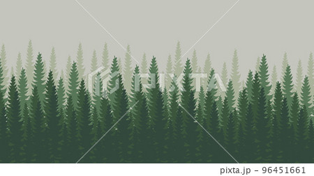 Panorama of dense forest, fir and pine natural green landscape, web background, template - Vector Panorama of dense forest, fir and pine natural green landscape, web background, template - Vector 96451661