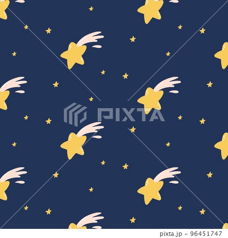 Childrens pattern with stars. Simple seamless night sky pattern. Vector illustration. Space pattern. Childrens pattern with stars. Simple seamless night sky pattern. Vector illustration. Space pattern. 96451747