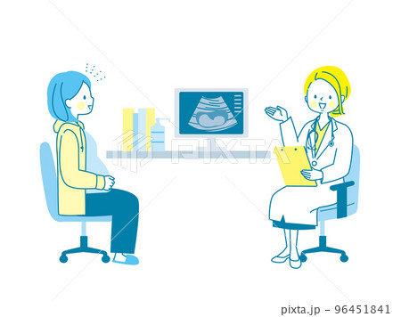 妊婦さんとお医者さんのイラスト素材 96451841