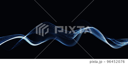 Wave of dynamic particles flows through the darkness. Blurred lights vector abstract background. Beautiful wavy array of glowing dots.Big data Wave of dynamic particles flows through the darkness. Blurred lights vector abstract background. Beautiful wavy array of glowing dots.Big data 96452076