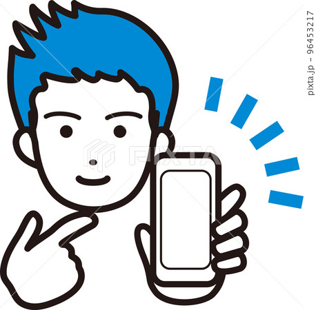 スマートフォンを持つ男性のイラスト素材 96453217