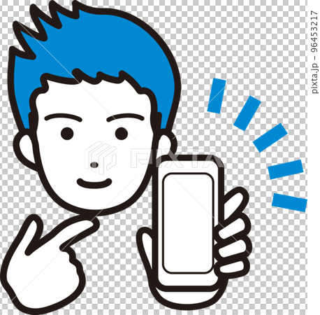 スマートフォンを持つ男性のイラスト素材 96453217