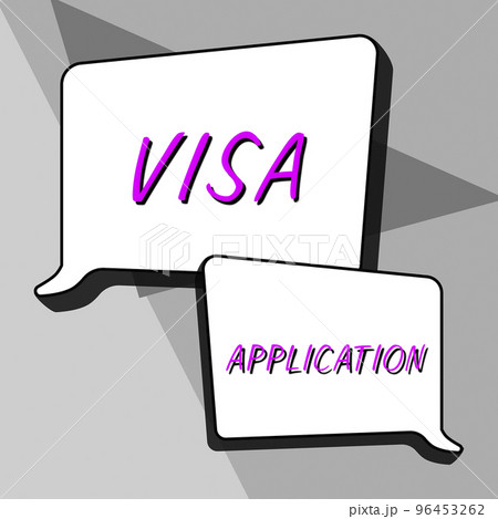 Hand writing sign Visa Application. Business concept an process of getting an entry permit to a foreign land 96453262