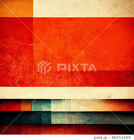 Abstract contemporary modern watercolor art. Minimalist orange and red shades illustration. 96453309