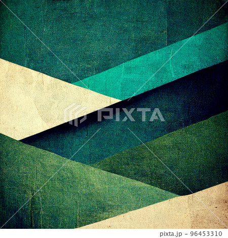 Abstract contemporary modern watercolor art. Minimalist teal, black and green shades illustration. 96453310