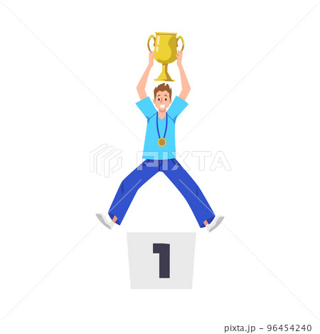 Champion winner with trophy cup in first place...のイラスト素材 [96454240] - PIXTA