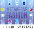 Metaverse fashion poster or banner template with header, vector illustration. 96454253