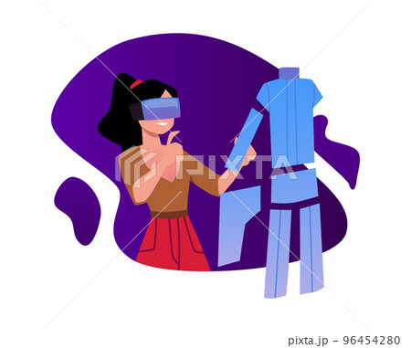 Metaverse fashion and shopping banner flat vector illustration isolated. 96454280