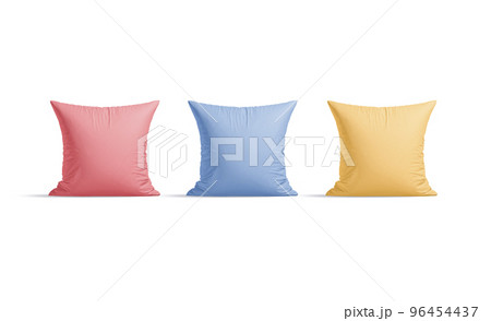 Blank colored square pillow mockup stand, front view Blank colored square pillow mockup stand, front view 96454437
