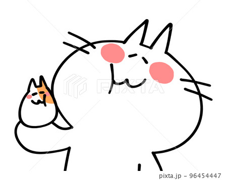 ほっぺをくっつけて仲良しなにゃんことハムスターのイラスト素材 96454447