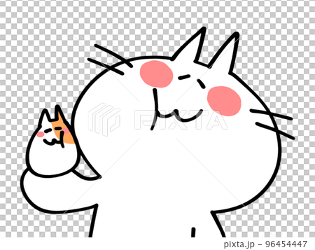 ほっぺをくっつけて仲良しなにゃんことハムスターのイラスト素材 96454447