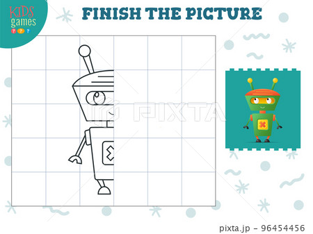 Copy picture vector illustration. Complete and coloring game for preschool and school kids 96454456
