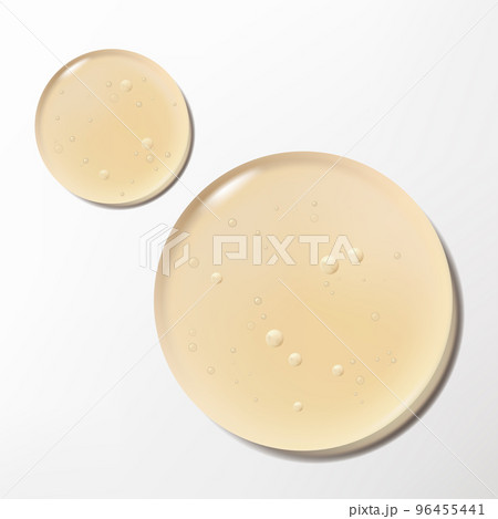 Vector Realistic Water Drops or Beauty and Cosmetics Clear Gel Element 3D Illustration in White Background under sunlight for Poster, Book Cover or Advertisement Background. 96455441