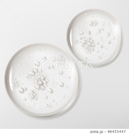 Vector Realistic Water Drops or Beauty and Cosmetics Clear Gel Element 3D Illustration in Pink for Poster, Book Cover or Advertisement Background.	 96455447