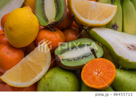 Fresh fruits.Assorted fruits colorful background. 96455713